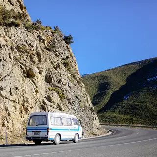 Campervan driving to Arthur's Pass