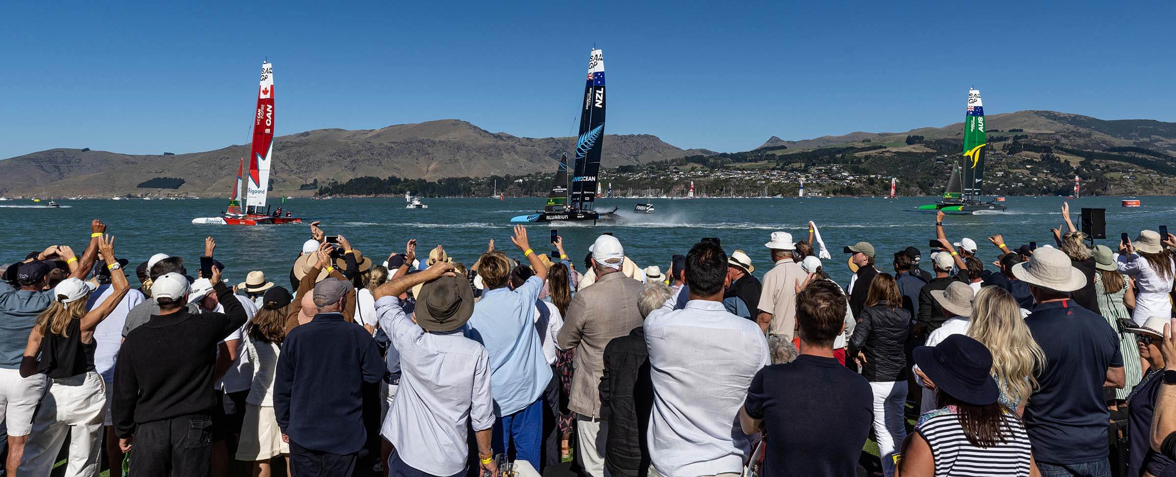 SailGP Boats Close To Crowd In Lyttelton 2023