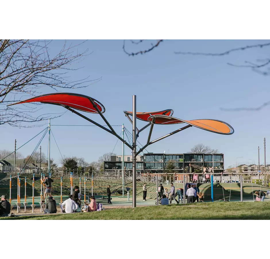 Lots of people enjoying Margaret Mahy Playground.