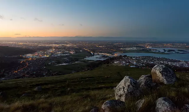 Christchurch Port Hills View of Christchurch City at Sunset