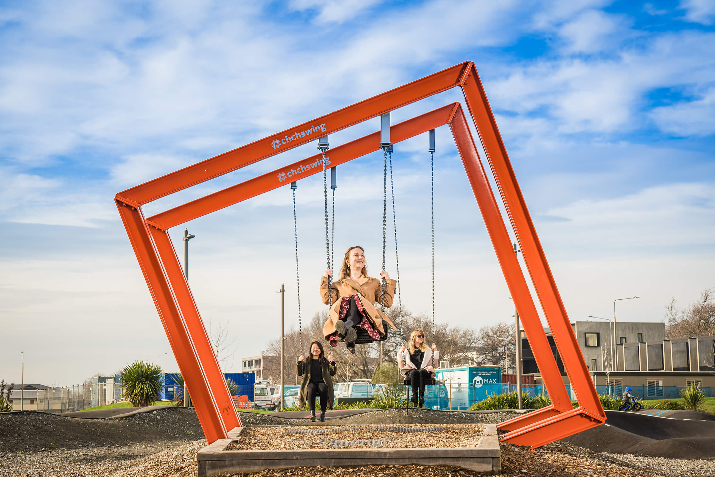 Christchurch Girls On Gap Filler Swing
